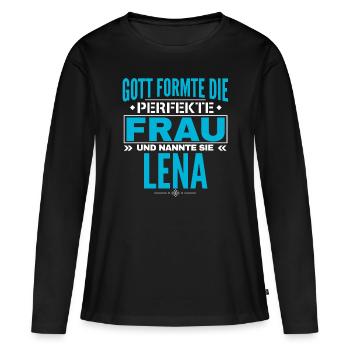 Lena Nom Design - T-shirt manches longues Premium bio Femme - noir - Devant - Julia (174cm)