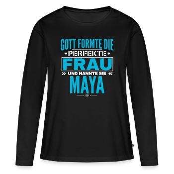 Conception du nom maya - T-shirt manches longues Premium bio Femme - noir - Devant - Julia (174cm)