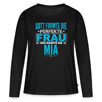 Conception du nom de Mia - T-shirt manches longues Premium bio Femme - noir - Devant - Julia (174cm)