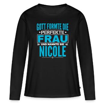 Conception du nom de Nicole - T-shirt manches longues Premium bio Femme - noir - Devant - Julia (174cm)