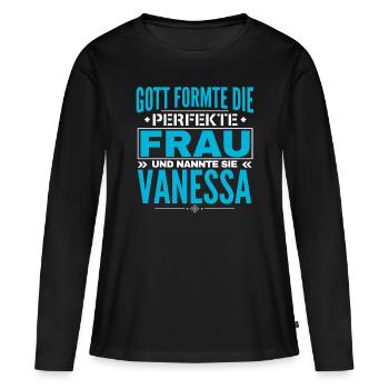 Vanessa Nom Design - T-shirt manches longues Premium bio Femme - noir - Devant - Julia (174cm)