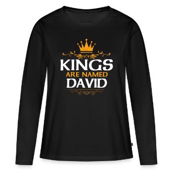 David - Frauen Premium Bio Langarmshirt - Schwarz - Vorne - Julia (174cm)