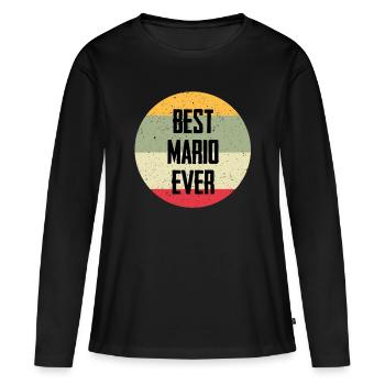 Le meilleur Mario de tous les temps - T-shirt manches longues Premium bio Femme - noir - Devant - Julia (174cm)