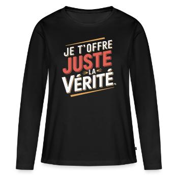 Je t'offre juste la vérité - T-shirt manches longues Premium bio Femme - noir - Devant - Julia (174cm)