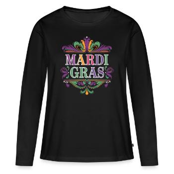 Mardi Gras - T-shirt manches longues Premium bio Femme - noir - Devant - Julia (174cm)
