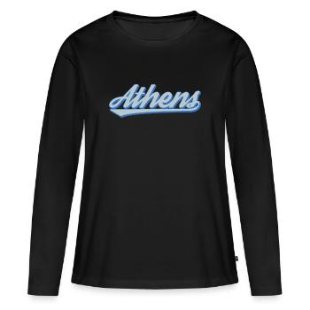 Athens Script Retro - Frauen Premium Bio Langarmshirt - Schwarz - Vorne - Julia (174cm)