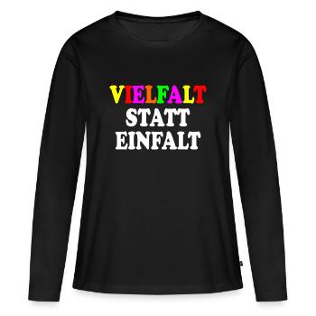vielfalt statt einfalt - Frauen Premium Bio Langarmshirt - Schwarz - Vorne - Julia (174cm)