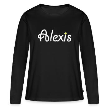 Alexis - T-shirt manches longues Premium bio Femme - noir - Devant - Julia (174cm)