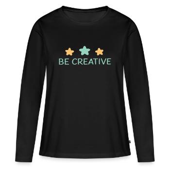 Soyez Créatif: Étoiles Pastel - T-shirt manches longues Premium bio Femme - noir - Devant - Julia (174cm)