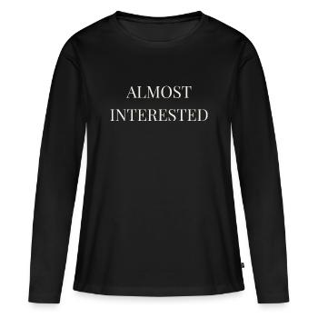 Presque intéressé | Statistique drôle d’introverti sarcastique - T-shirt manches longues Premium bio Femme - noir - Devant - Julia (174cm)