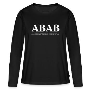 ABAB – Toutes les frontières sont belles (blanc) - T-shirt manches longues Premium bio Femme - noir - Devant - Julia (174cm)