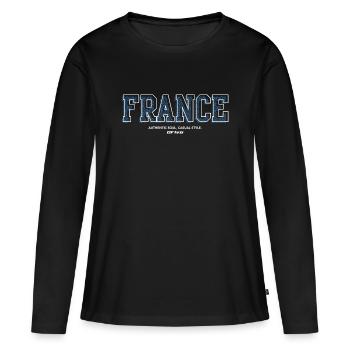 France Lettres Majusculées - T-shirt manches longues Premium bio Femme - noir - Devant - Julia (174cm)
