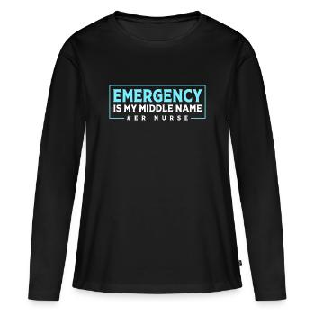Notfall Krankenschwester Ambulanz - Frauen Premium Bio Langarmshirt - Schwarz - Vorne - Julia (174cm)