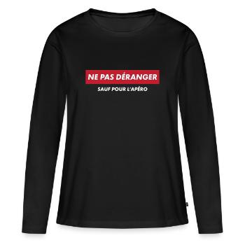 Ne Pas Deranger Sauf Pour L Apero T-Shirt Cadea... - T-shirt manches longues Premium bio Femme - noir - Devant - Julia (174cm)