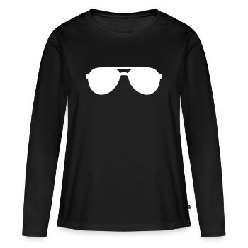 Silhouette des lunettes de soleil rondes - T-shirt manches longues Premium bio Femme - noir - Devant - Julia (174cm)