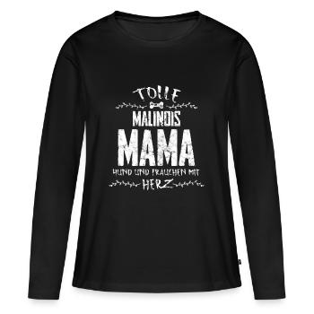 Malinois dog love mom heart mum - Women's Premium Organic Long Sleeve Shirt - black - Front - Julia (174cm)