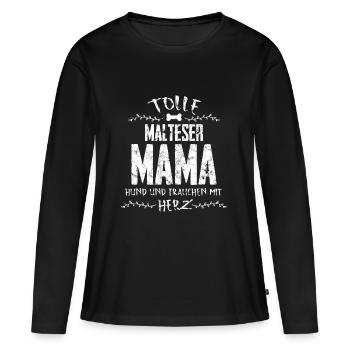 Amour de chien maltais maman maltaise coeur maman - T-shirt manches longues Premium bio Femme - noir - Devant - Julia (174cm)