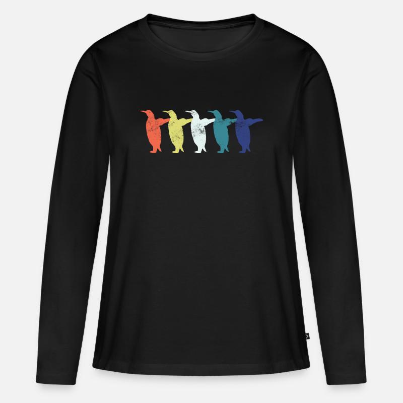 Pinguin Pinguine - Frauen Premium Bio Langarmshirt - Schwarz