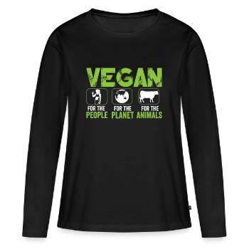 Vegan for People for Planet for Animals - T-shirt manches longues Premium bio Femme - noir - Devant - Julia (174cm)