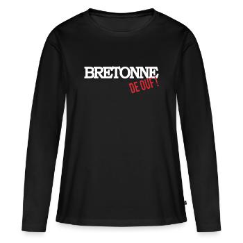 Bretonne de ouf - T-shirt manches longues Premium bio Femme - noir - Devant - Julia (174cm)