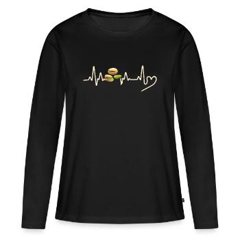 Pistazien Herzschlag Pistachio Heartbeat - Women's Premium Organic Long Sleeve Shirt - black - Front - Julia (174cm)