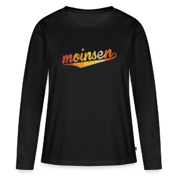Buntes Moinsen-Zitat  Moin Hamburg Moin Hansestadt - Frauen Premium Bio Langarmshirt - Schwarz - Vorne - Julia (174cm)