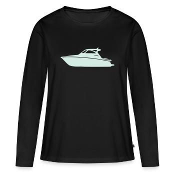 Yacht Silhouette in Pastellmint - Frauen Premium Bio Langarmshirt - Schwarz - Vorne - Julia (174cm)