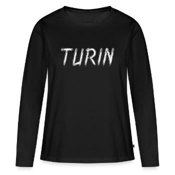 Turin Brush: Vibe Urbain - T-shirt manches longues Premium bio Femme - noir - Devant - Julia (174cm)