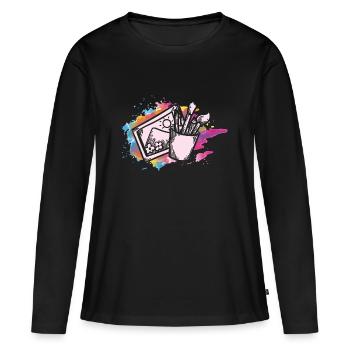 Artistes - T-shirt manches longues Premium bio Femme - noir - Devant - Julia (174cm)