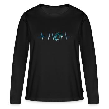 Football américain Heart Beat - T-shirt manches longues Premium bio Femme - noir - Devant - Julia (174cm)