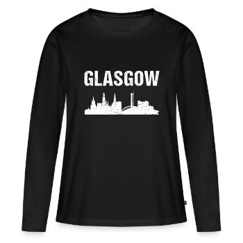 Horizon de Glasgow - T-shirt manches longues Premium bio Femme - noir - Devant - Julia (174cm)
