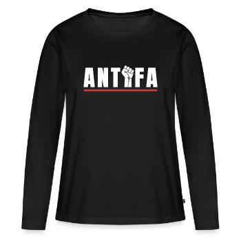 Protestation antifa, déclaration antifasciste - T-shirt manches longues Premium bio Femme - noir - Devant - Julia (174cm)