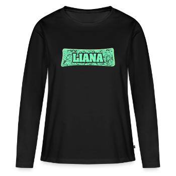 Liane - T-shirt manches longues Premium bio Femme - noir - Devant - Julia (174cm)