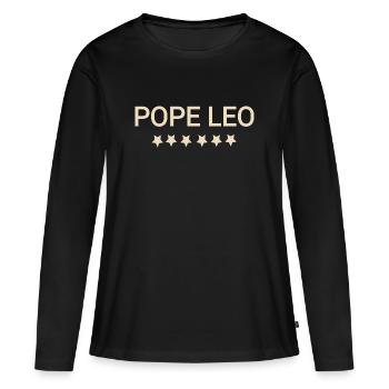Texte du pape Léon - T-shirt manches longues Premium bio Femme - noir - Devant - Julia (174cm)