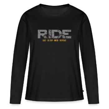 Mountainbike-Tour - Frauen Premium Bio Langarmshirt - Schwarz - Vorne - Julia (174cm)