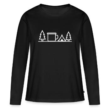 Camping Tent Mug Forest Outdoor Line Art - Women's Premium Organic Long Sleeve Shirt - black - Front - Julia (174cm)