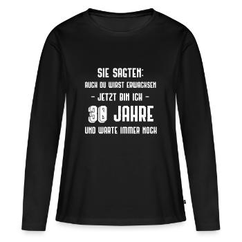 30 ans - 30 ans - T-shirt manches longues Premium bio Femme - noir - Devant - Julia (174cm)