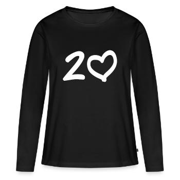 Cadeau de 20 ans - T-shirt manches longues Premium bio Femme - noir - Devant - Julia (174cm)