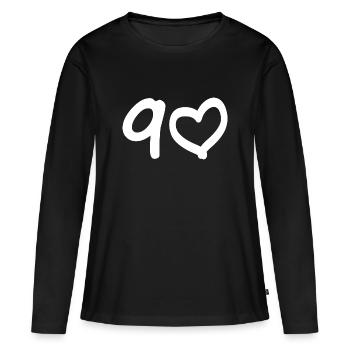 90th birthday 90 years heart gift - Women's Premium Organic Long Sleeve Shirt - black - Front - Julia (174cm)