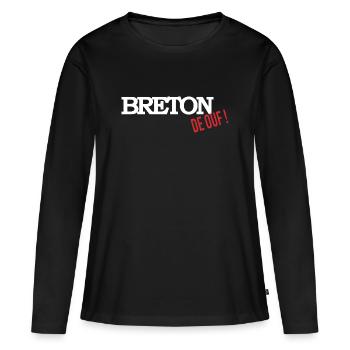 Breton de ouf - T-shirt manches longues Premium bio Femme - noir - Devant - Julia (174cm)