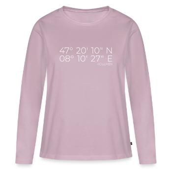 coordonnées Kölliken Suisse - T-shirt manches longues Premium bio Femme - rose poudré - Devant - Julia (174cm)
