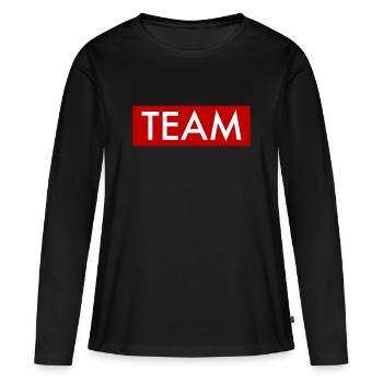 Équipe - T-shirt manches longues Premium bio Femme - noir - Devant - Julia (174cm)