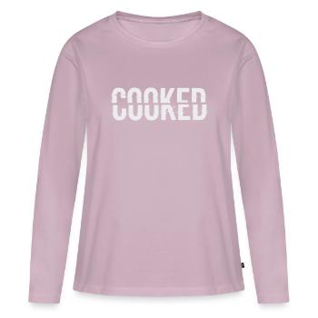 Glitch Schriftzug Cooked - Frauen Premium Bio Langarmshirt - Altrosa - Vorne - Julia (174cm)