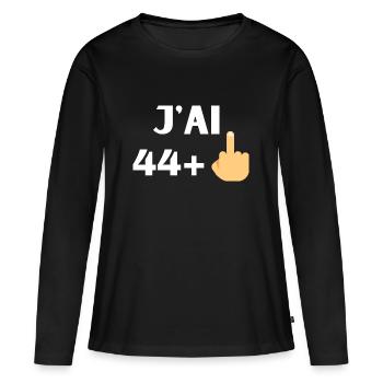 t-shirt anniversaire 45 ans cadeau humour - T-shirt manches longues Premium bio Femme - noir - Devant - Julia (174cm)