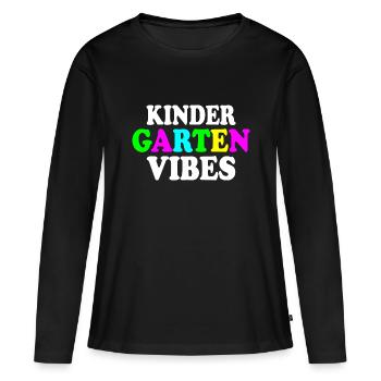 kindergarten vibes - T-shirt manches longues Premium bio Femme - noir - Devant - Julia (174cm)