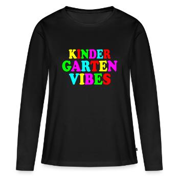 kindergarten vibes - T-shirt manches longues Premium bio Femme - noir - Devant - Julia (174cm)