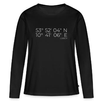 coordonnées Lübeck - T-shirt manches longues Premium bio Femme - noir - Devant - Julia (174cm)
