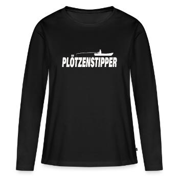 PLÖTZENSTIPPER - Frauen Premium Bio Langarmshirt - Schwarz - Vorne - Julia (174cm)