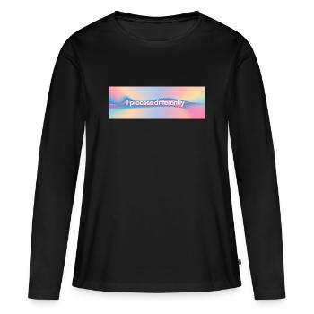 Je traite différemment - T-shirt manches longues Premium bio Femme - noir - Devant - Julia (174cm)