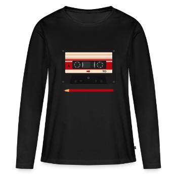 Cassette with pencil - Women's Premium Organic Long Sleeve Shirt - black - Front - Julia (174cm)
